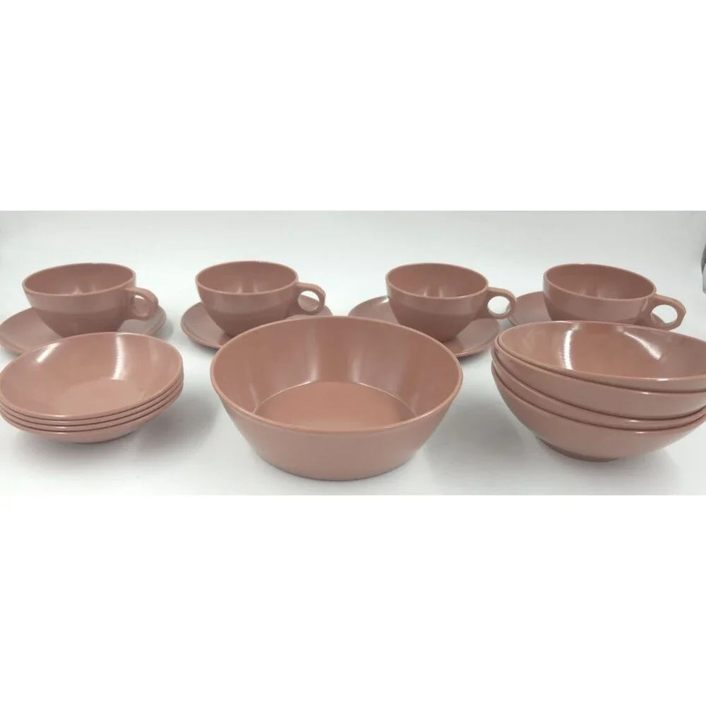 Melmac  VTG  Melamine Brown Serving Dip Berry Bowls 5